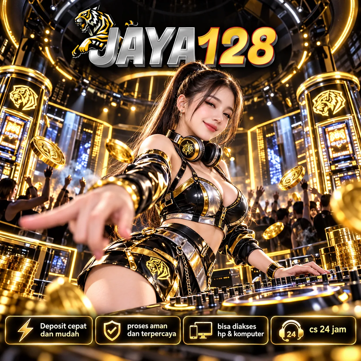 Banner JAYA128 CAIR bertema game digital pada halaman beranda